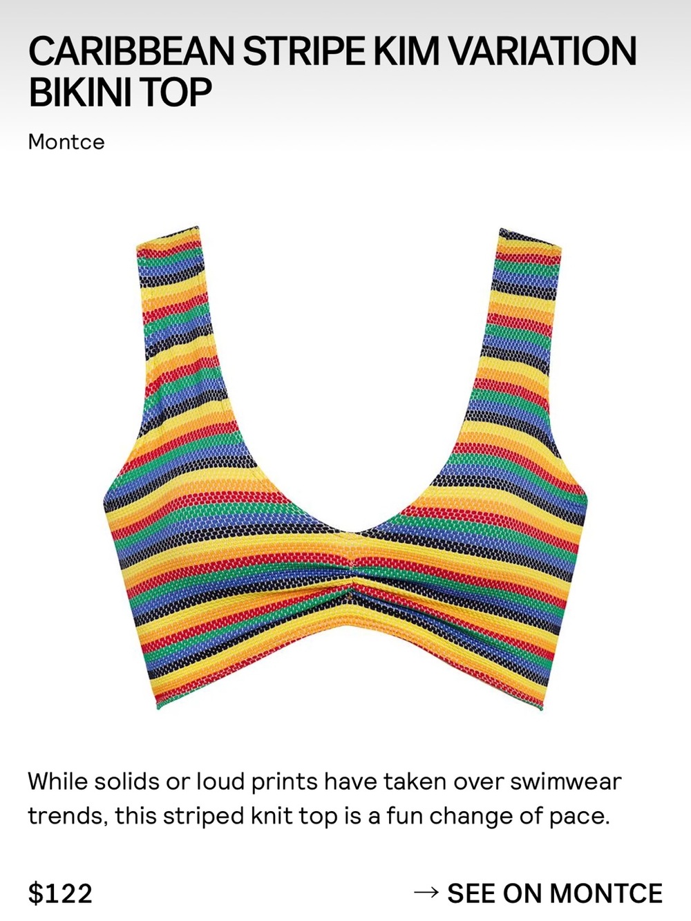 Montce Caribbean Stripe Kim Variation Bikini - NWT (M)